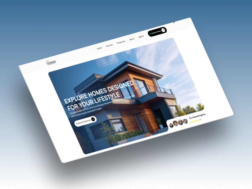 HOMORA property listing and real estate website interface